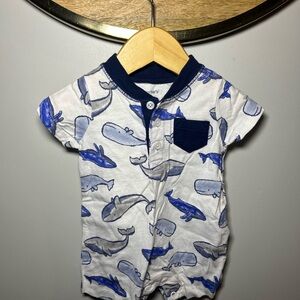 Carter's Blue and White Whale Romper
